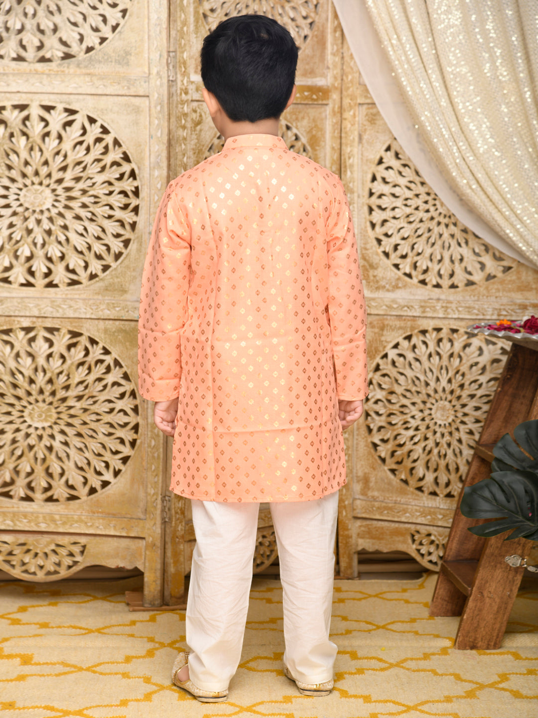 Printed Kurta with Pyjama - Peach