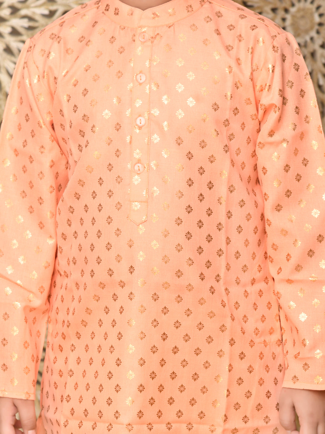 Printed Kurta with Pyjama - Peach