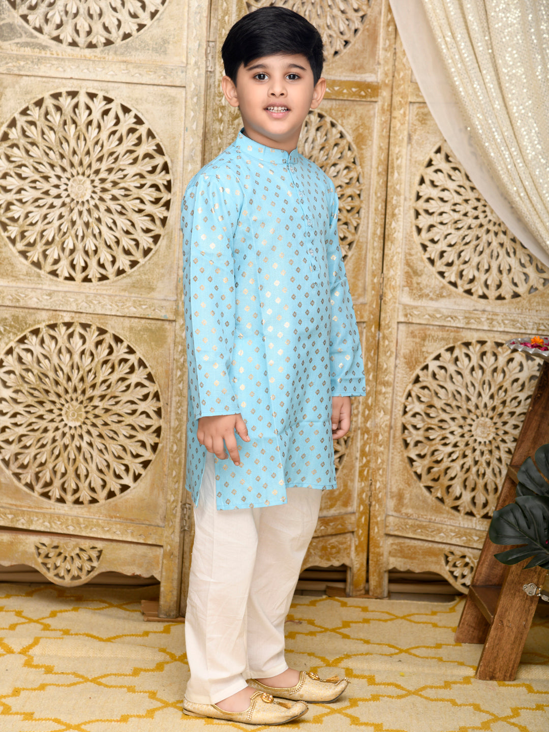 Printed Kurta with Pyjama - Blue