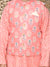 Saka Designs Peach & Gold Kurta Jacket Set Foil Print For Boys With Off White Paijama
