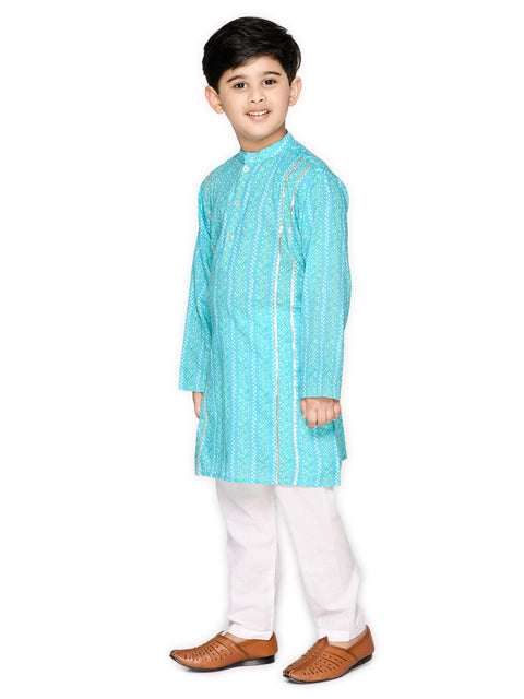Saka Designs Boys Blue Cotton Kurta & Pyjama With Jacket