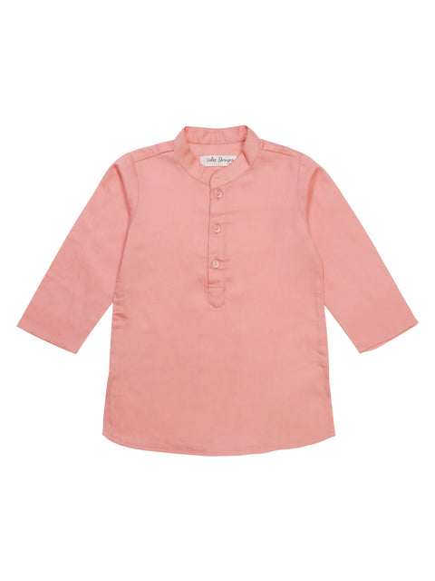 Saka Designs Cotton Pink Kurta Payjama With Floral Printed Jacket For Boys