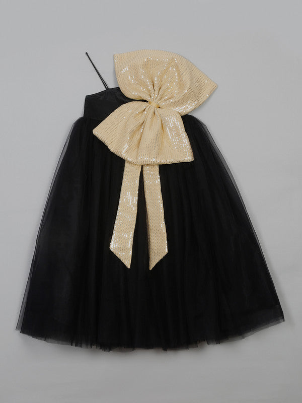 saka-designs-black-premium-gown-dress-attach-with-sequence-work-beige-bow-for-girls