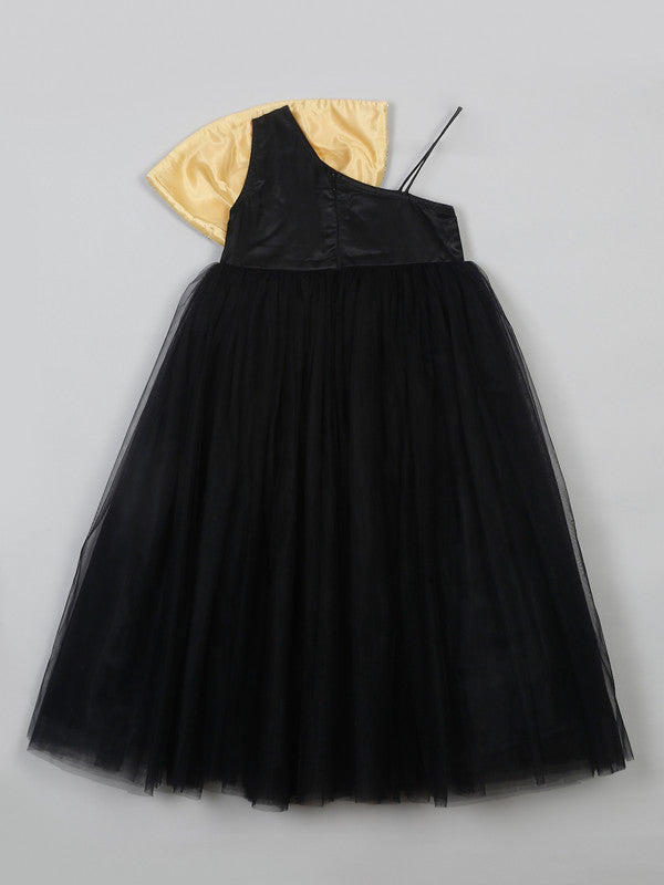 saka-designs-black-premium-gown-dress-attach-with-sequence-work-beige-bow-for-girls