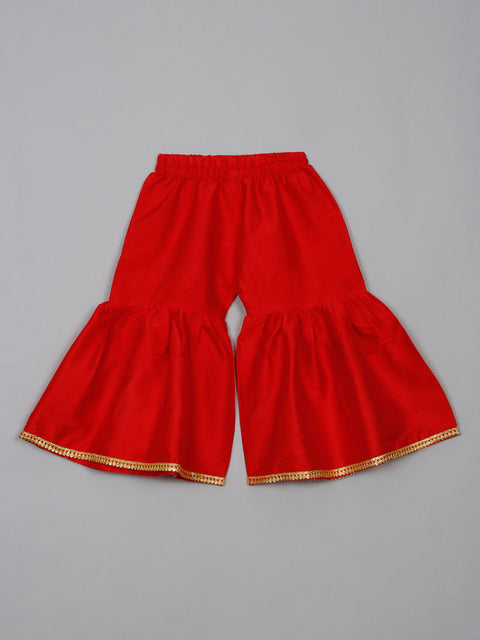 Saka Design Orange and Red Poly Cotton Sharara Kurta For Girls