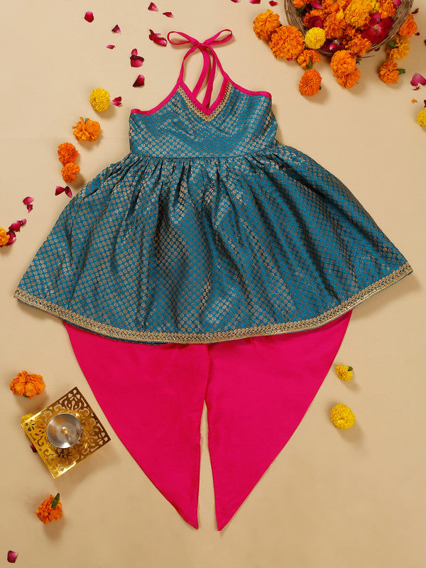 saka-designs-teal-greean-and-magenta-halter-neck-dhoti-jhabla