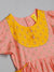 Saka Designs Girls Foil Printed Peach Jhabla with Yellow Dhoti Ensemble
