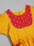 Saka Designs Girls Foil Printed Yellow Jhabla with Magenta Dhoti Ensemble