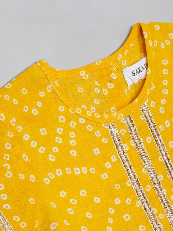 saka-designs-girls-cotton-printed-round-neck-lehenga-choli-with-dupatta-mustard-red