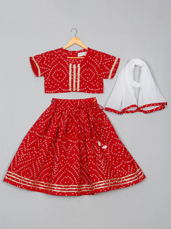 saka-designs-girls-cotton-printed-round-neck-lehenga-choli-with-dupatta-red