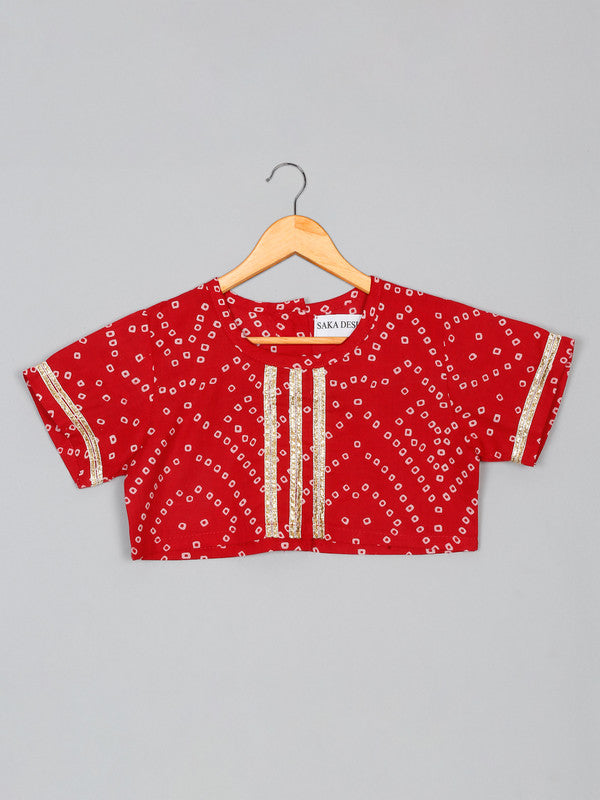 saka-designs-girls-cotton-printed-round-neck-lehenga-choli-with-dupatta-red