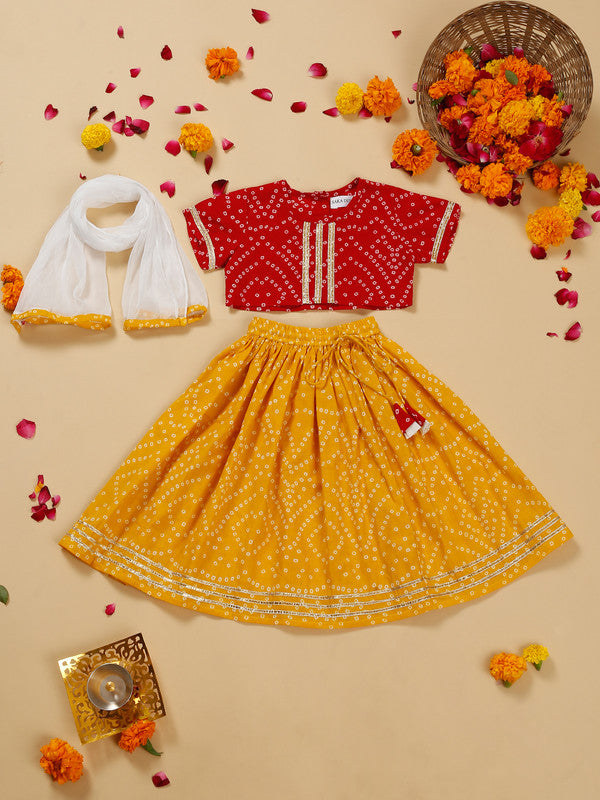 saka-designs-girls-cotton-printed-round-neck-lehenga-choli-with-dupatta-red-mustard