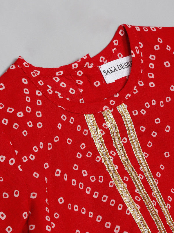 saka-designs-girls-cotton-printed-round-neck-lehenga-choli-with-dupatta-red-mustard