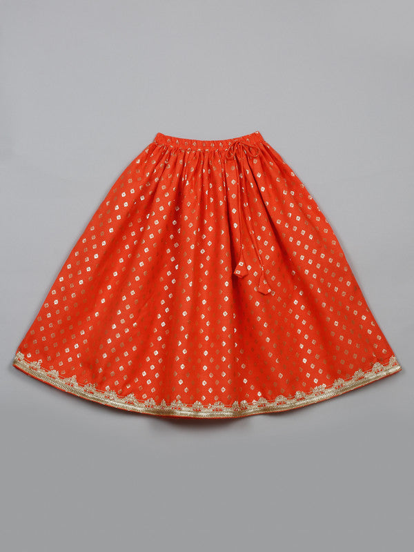 saka-designs-foil-printed-lehenga-choli-with-dupatta-for-girls-orange-green