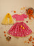 Saka Designs Foil Printed Lehenga Choli With Dupatta For Girl's - Peach