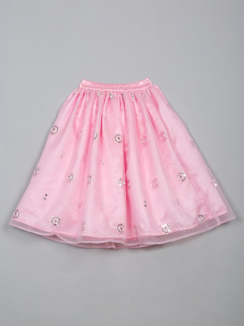 Saka Designs Emberoidered Lehenga Choli With Potli Bag For Girls - Pink