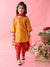 Saka Designs Girls Mustard & Red Printed Kurta Dhoti With Dupatta