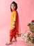 Saka Designs Girls Mustard & Red Printed Kurta Dhoti With Dupatta