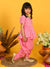 Saka Designs Girls Pink Bandhani Print Jhabla With Dhoti