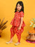 Saka Designs Girls Red & Gold Jhabla & Dhoti