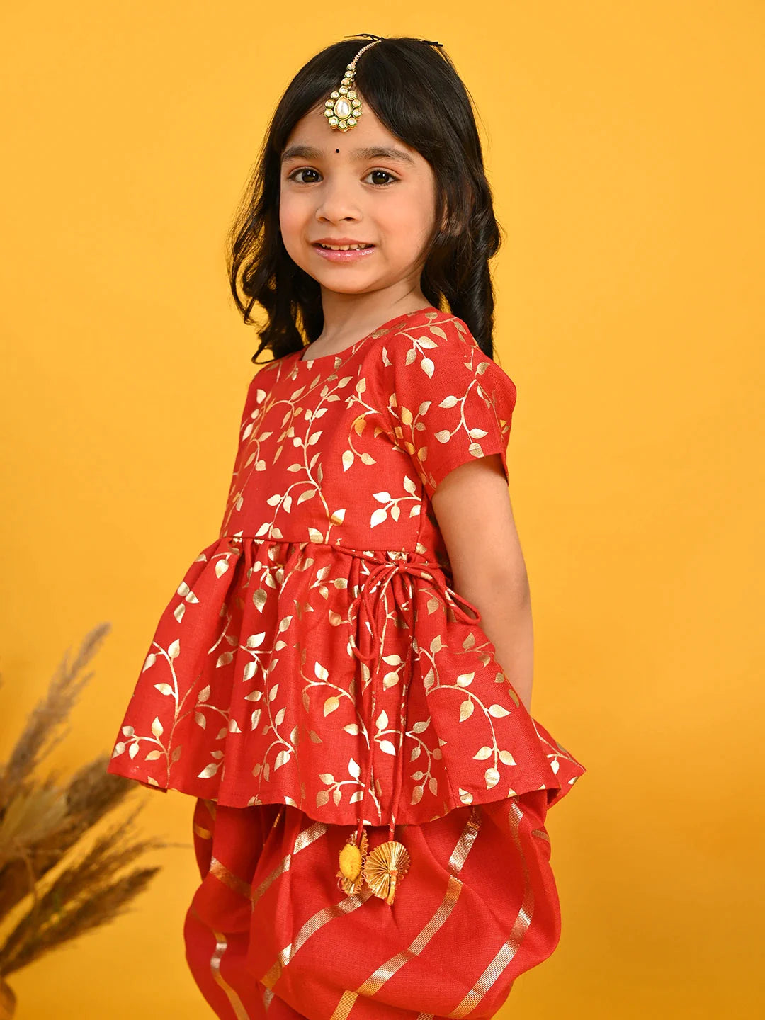 saka-designs-girls-red-gold-jhabla-dhoti