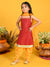 Saka Designs Girls Maroon & Mustard Printed Kurta with Dhoti & Dupatta