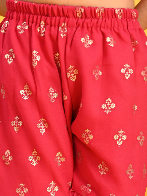 Saka Designs Girls Maroon Printed Top with Sharara