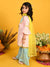 Saka Designs Girls Pink & Blue Printed Kurta Sharara With Dupatta