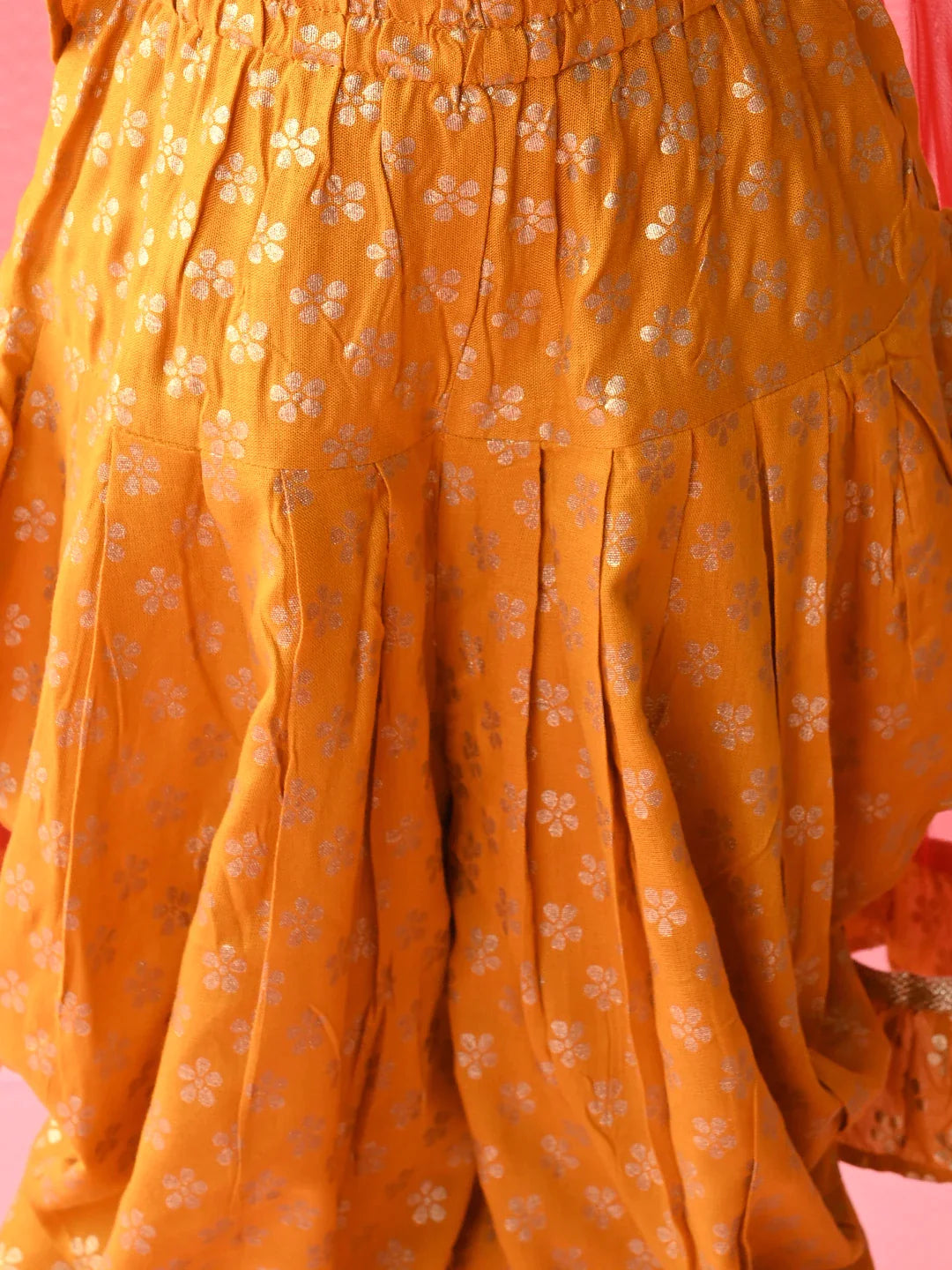 saka-designs-girls-mustard-printed-kurta-dhoti-with-dupatta