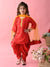 Saka Designs Girls Red Printed Kurta Dhoti With Dupatta