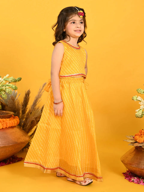 Saka Designs Girls Printed With Lace Work Lehenga Choli - Yellow