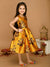 Saka Designs Mustard & Blue Girl'S Knee Length Dress