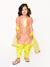 Saka Designs Peach & Yellow Poly Ch&eri Dhoti Kurta Set