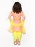 Saka Designs Peach & Yellow Poly Ch&eri Dhoti Kurta Set