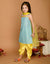 Saka Designs Sky Blue & Yellow Kurta Dhoti With Lace Work & Mesh Dupatta