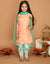 Saka Designs Peach & Light Green Kurta Dhoti With Lace Work & Mesh Dupatta