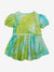 Saka Designs Green Blue Poly Ch&eri Peplum With Lime Yellow Cotton Dhoti Set