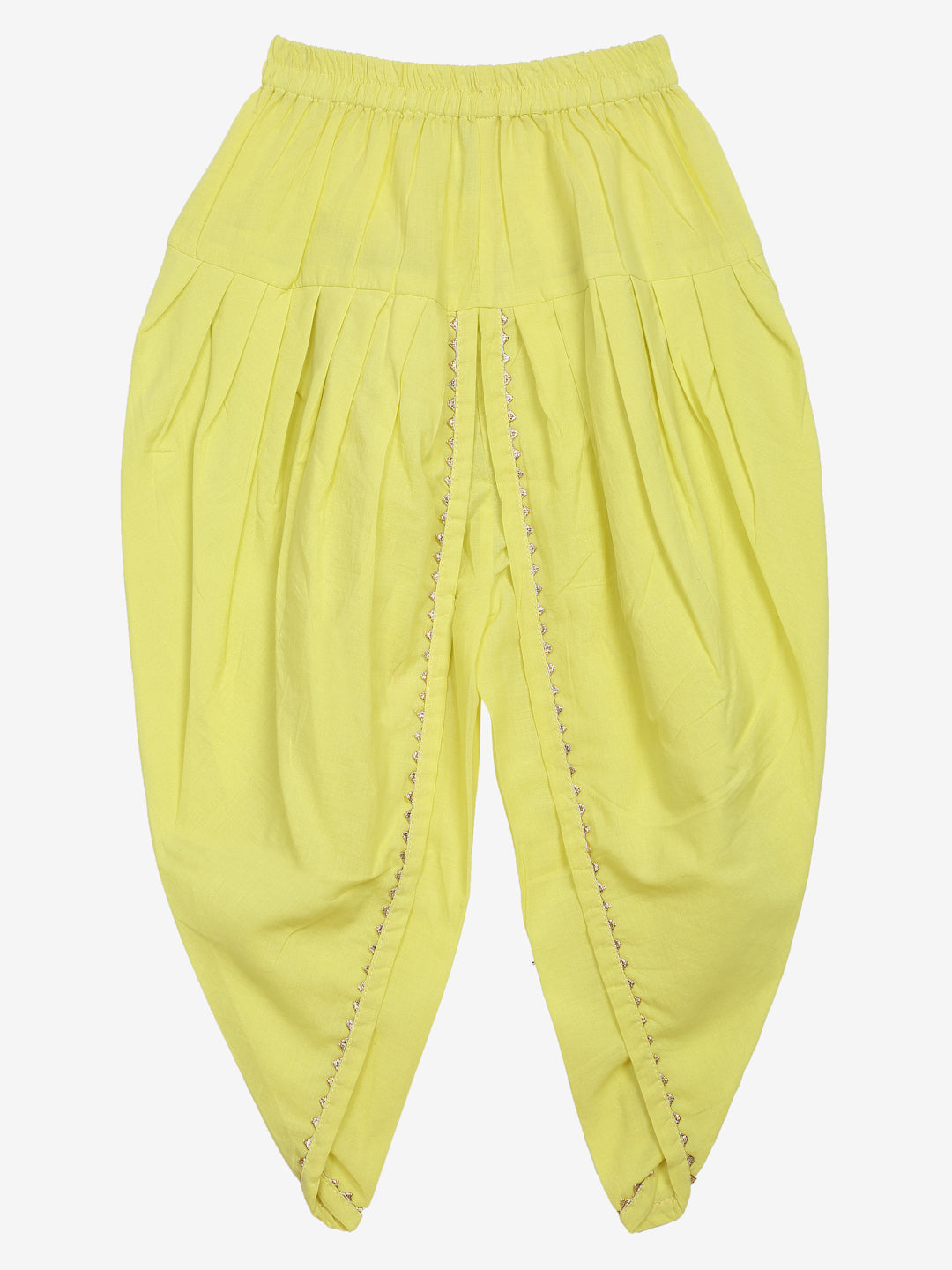 Saka Designs Green Blue Poly Ch&eri Peplum With Lime Yellow Cotton Dhoti Set