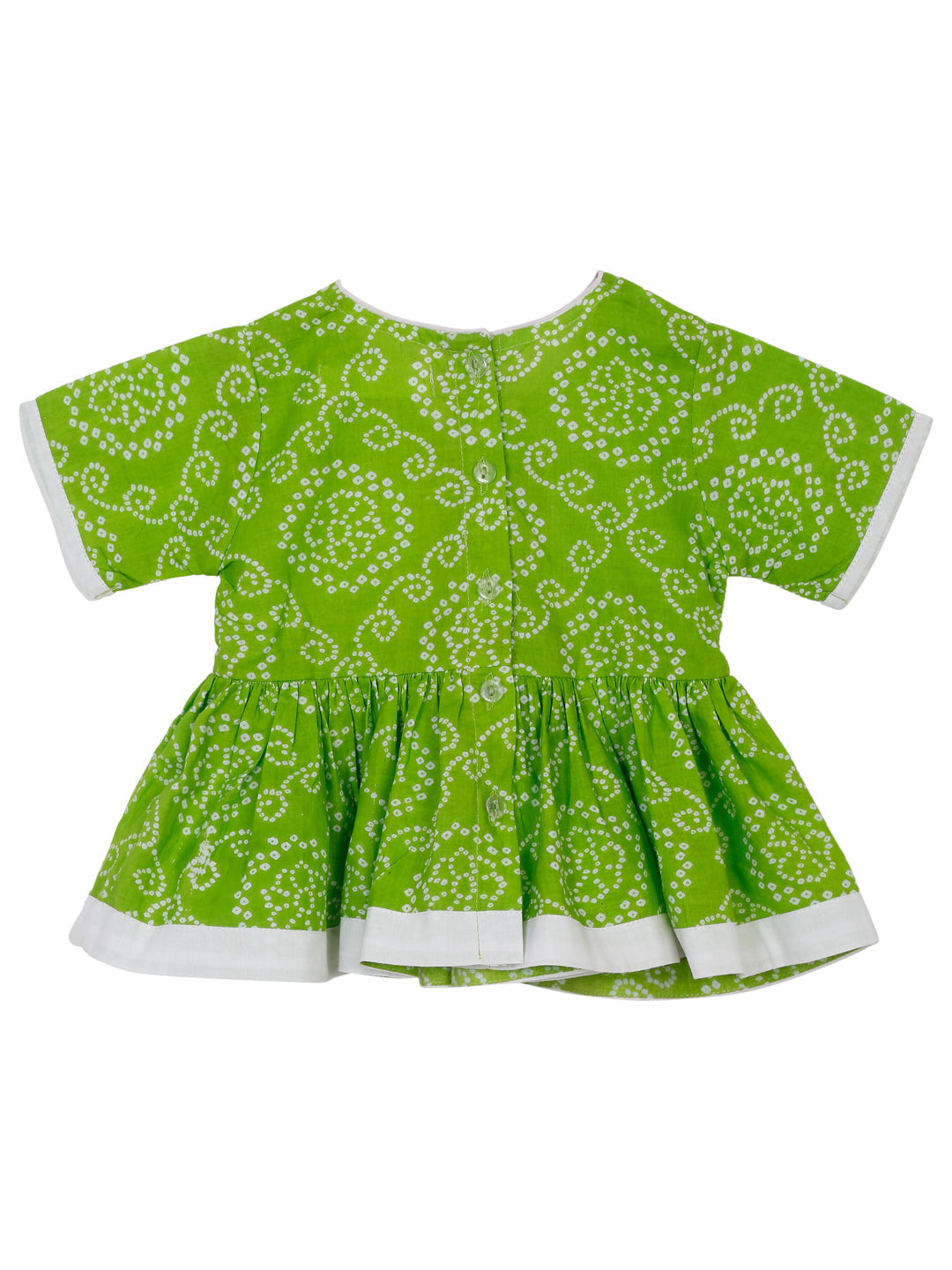 Saka Designs B&hani Green & White Cotton Printed Dhoti Peplum For Girls