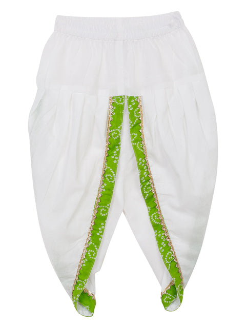 Saka Designs B&hani Green & White Cotton Printed Dhoti Peplum For Girls