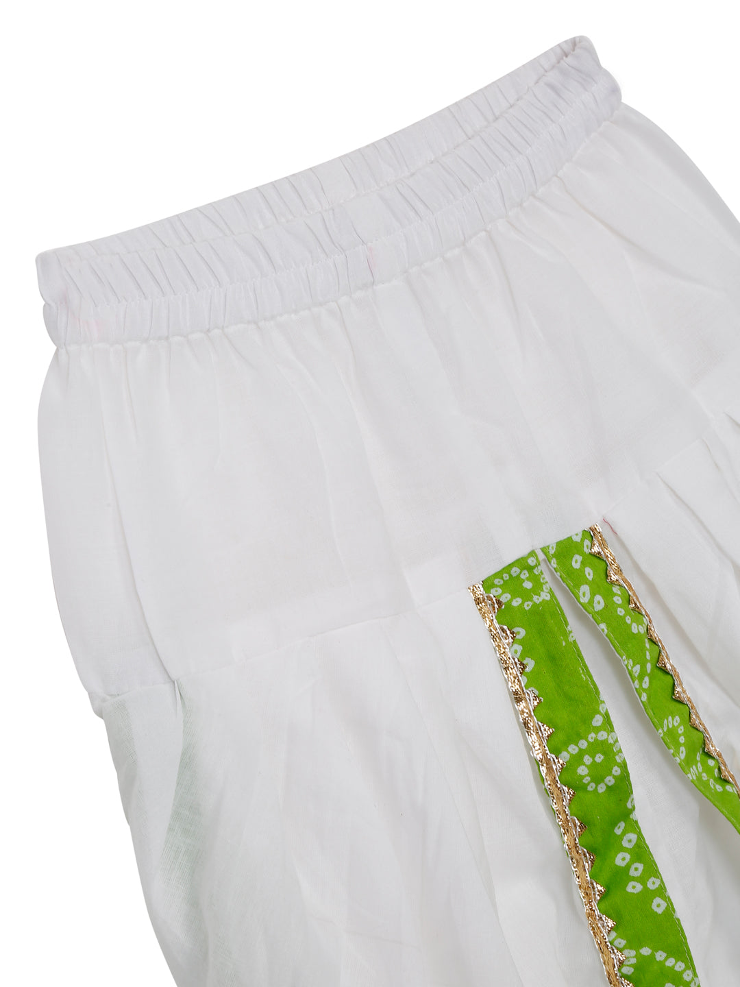 Saka Designs B&hani Green & White Cotton Printed Dhoti Peplum For Girls