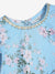 Saka Designs Pastel Flowery Print Blue Jhabla With Baby Pink Dhoti Set