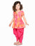 Saka Designs Tie & Dye Orange Magenta Angrakha Peplum And Lycra Dhoti For Girls
