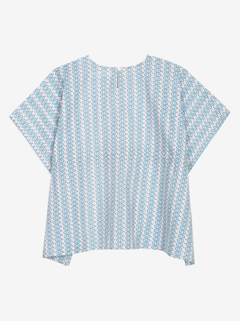 Saka Designs Pastel Blue Cotton Printed With Tassels Kaftan Set For Girls