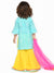 Saka Designs Blue & Yellow Sharara Kurta Set In 100% Cotton For Girls
