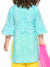 Saka Designs Blue & Yellow Sharara Kurta Set In 100% Cotton For Girls