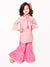 Saka Designs Pink & Magenta Lehriya Sharara Kurta In Pure Cotton For Girls