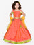 Saka Designs Orange And Parrot Green Lehenga Choli With Dupatta
