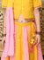 Saka Designs Yellow & Pink All Over Emberoidered Lehenga Choli With Tassels
