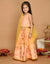 Saka Designs Light Peach & Gold Print Lehnga Choli With Lace Work